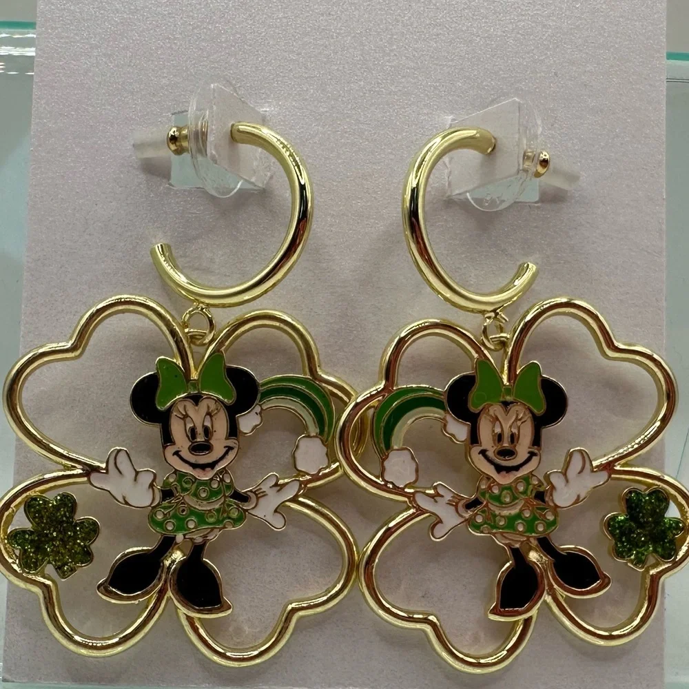 BaubleBar Disney Shamrock Minnie dangle earrings NWT - Picture 3 of 7